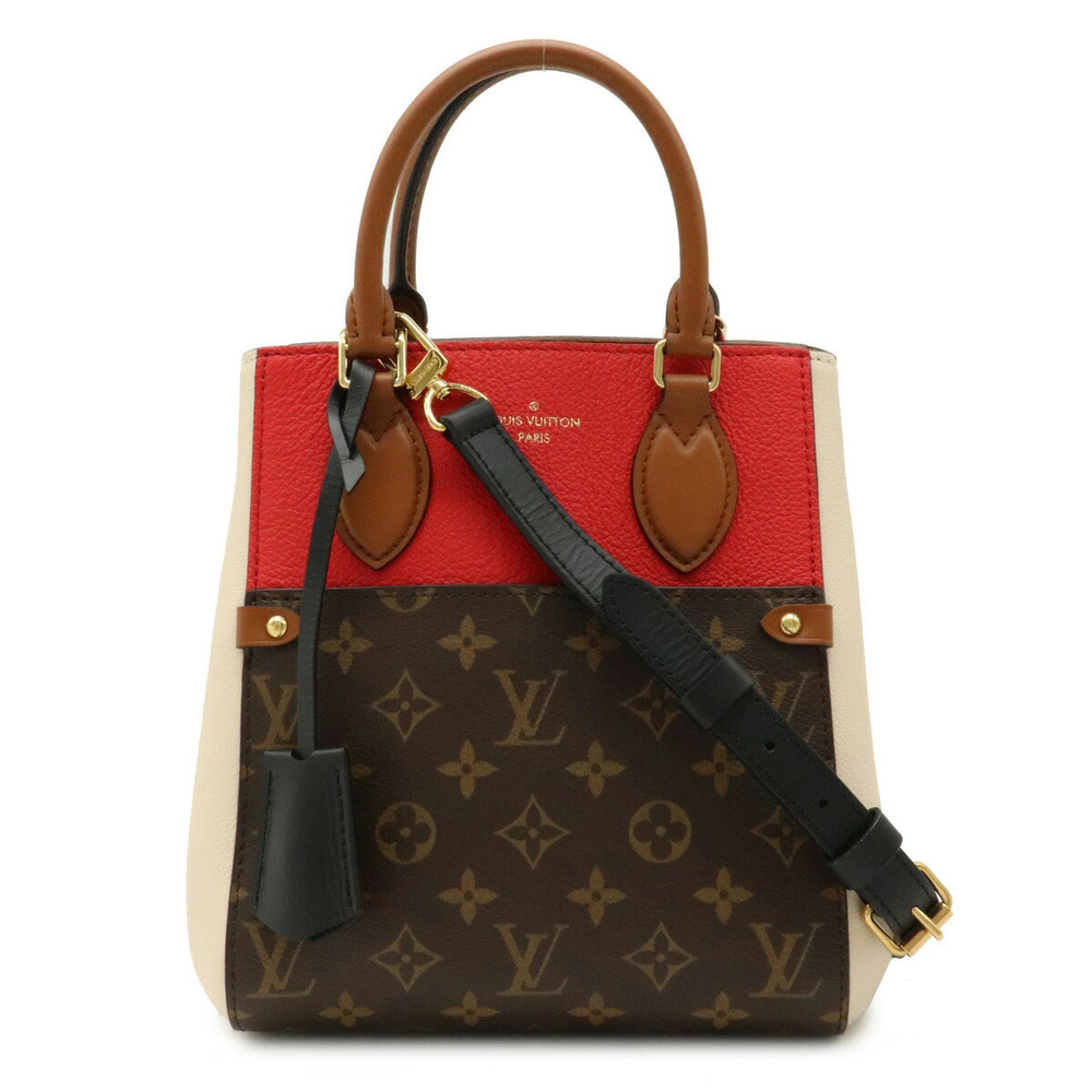 Louis Vuitton Monogram Fold Tote 2way Shoulder Bag Cerise Red Cream Noir Black